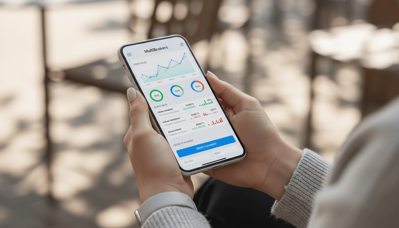 Mobile trading app interface on smartphone