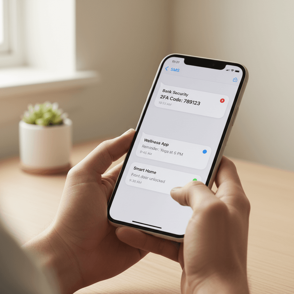 Mobile notifications and alerts displayed on smartphone screen