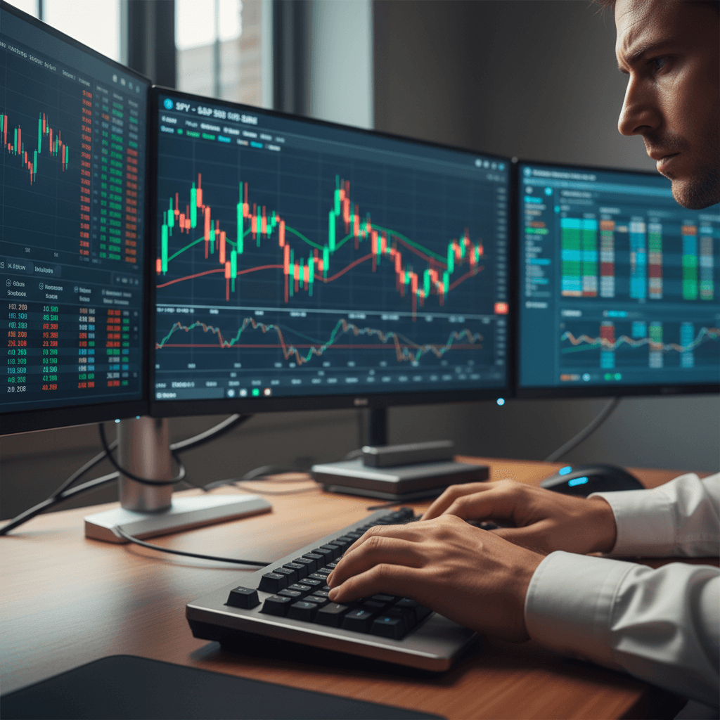 Real-time market data displayed across multiple screens
